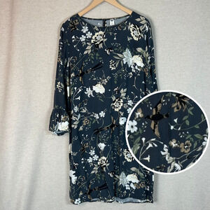 Old Navy Womens Floral Dress Size L Bell Sleeve Prairie Peasant Romantic Cottage